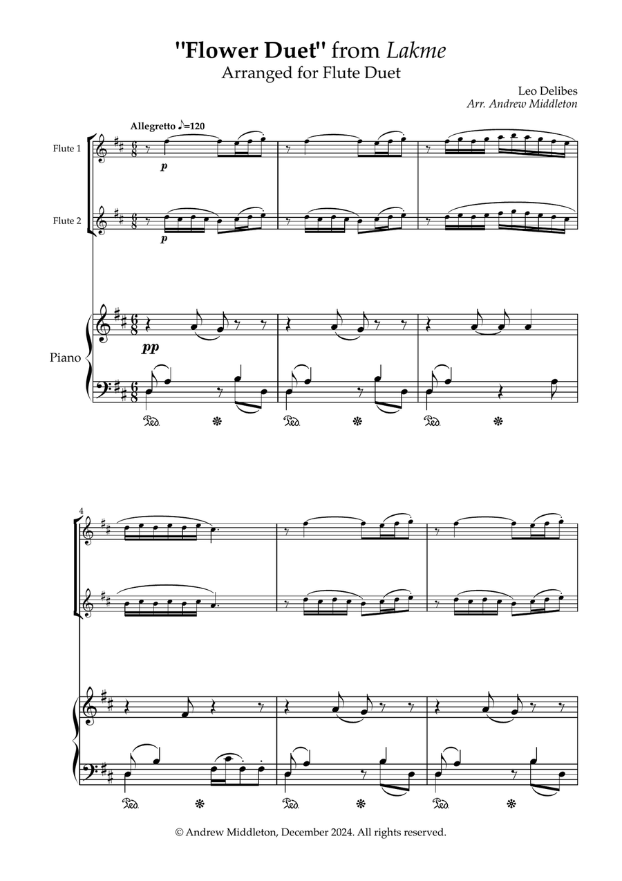 Flower Duet arranged for Flute Duet Flute Duet scores gallery preview page 3