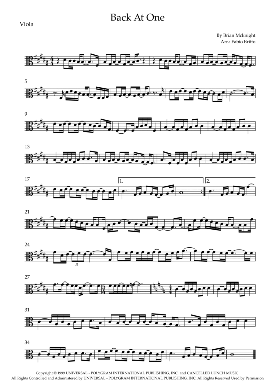 Back At One Viola Solo scores gallery preview page 1