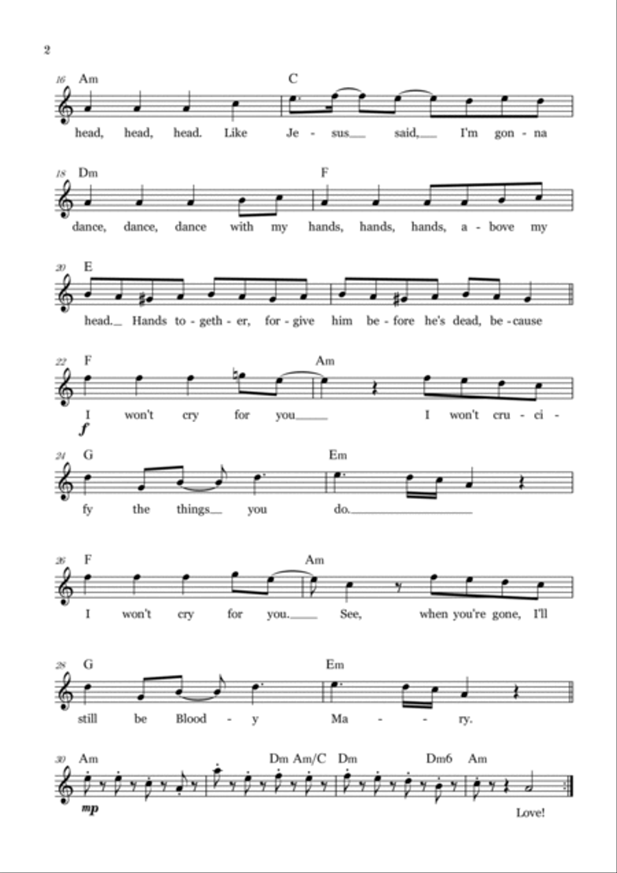 Bloody Mary Bloody Mary Violin Solo scores gallery preview page 2