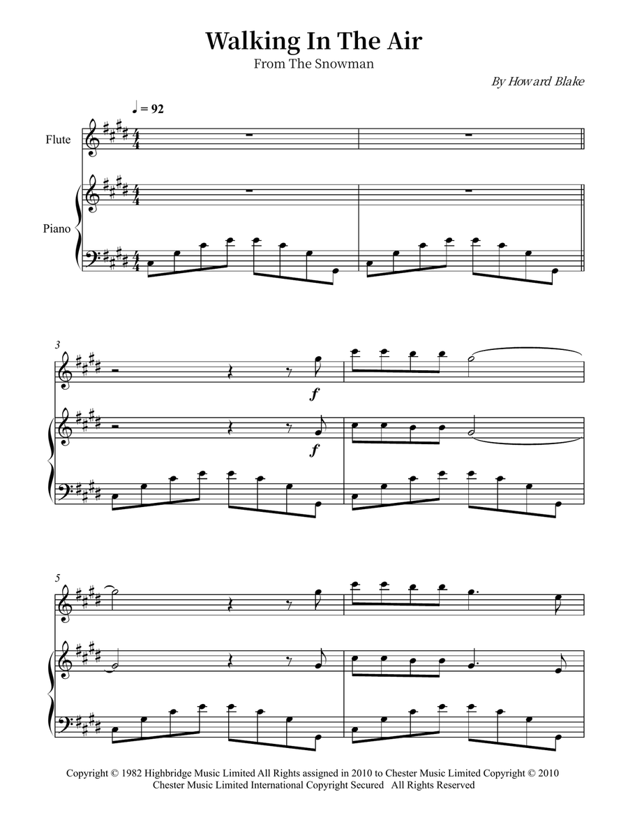 Walking In The Air Flute Solo scores gallery preview page 1
