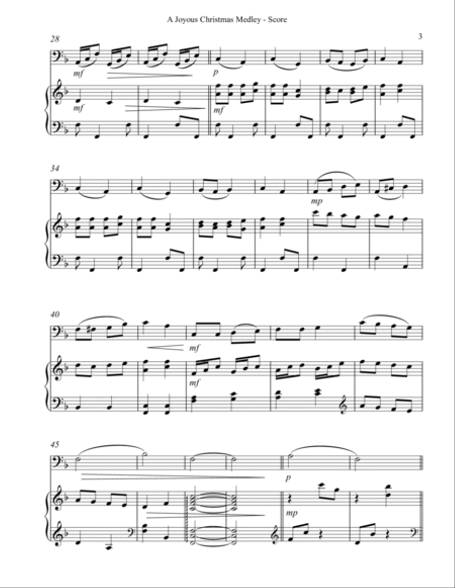 A Joyous Christmas Medley, Duet for Cello & Harp String Duet scores gallery preview page 3