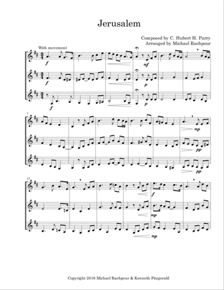 Jerusalem - Trumpet Trio Trumpet Trio scores gallery preview page 1
