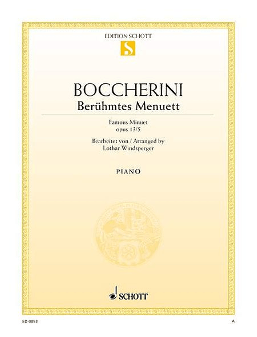 Celebrated Minuet in A Major (Beruhmtes Menuett) Piano Solo scores gallery preview page 1