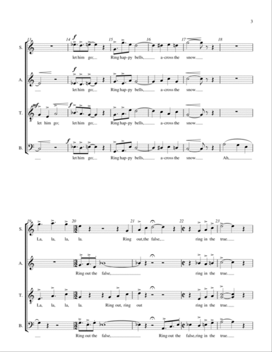 Ring, Happy Bells! for SATB Chorus a cappella 4-Part scores gallery preview page 3
