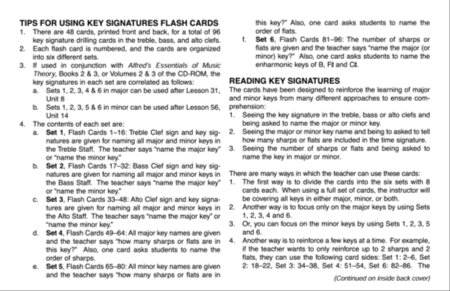 Essentials of Music Theory: Key Signature Flash Cards Key & Note References scores gallery preview page 2