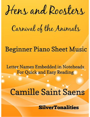Book cover for Hens and Roosters Carnival of the Animals Beginner Piano Sheet Music