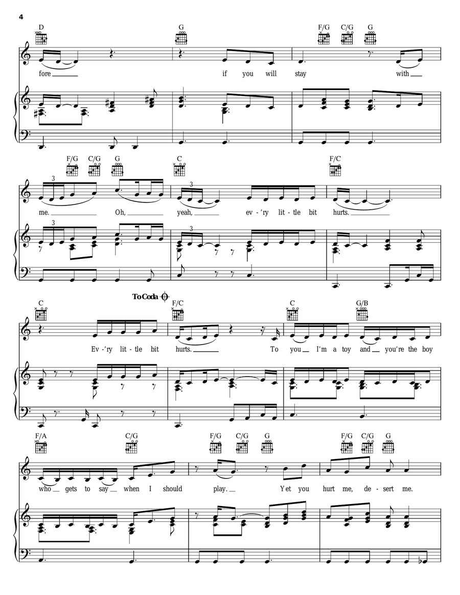 Every Little Bit Hurts Every Little Bit Hurts Piano, Vocal, Guitar scores gallery preview page 4