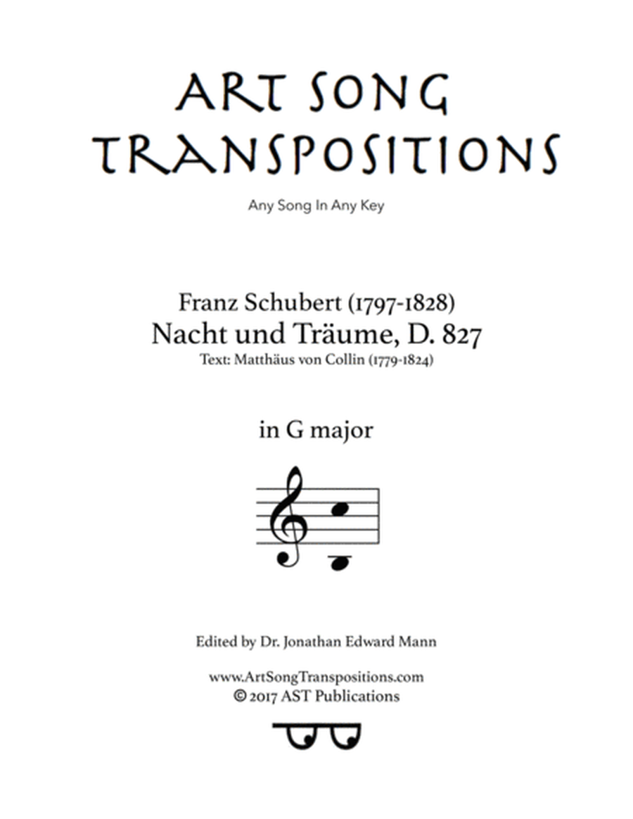 SCHUBERT: Nacht und Träume, D. 827 (transposed to G major)