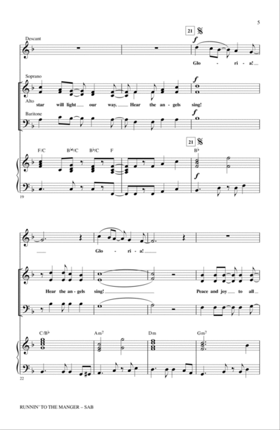 Runnin' To The Manger (Hear The Angels Sing) 3-Part scores gallery preview page 3