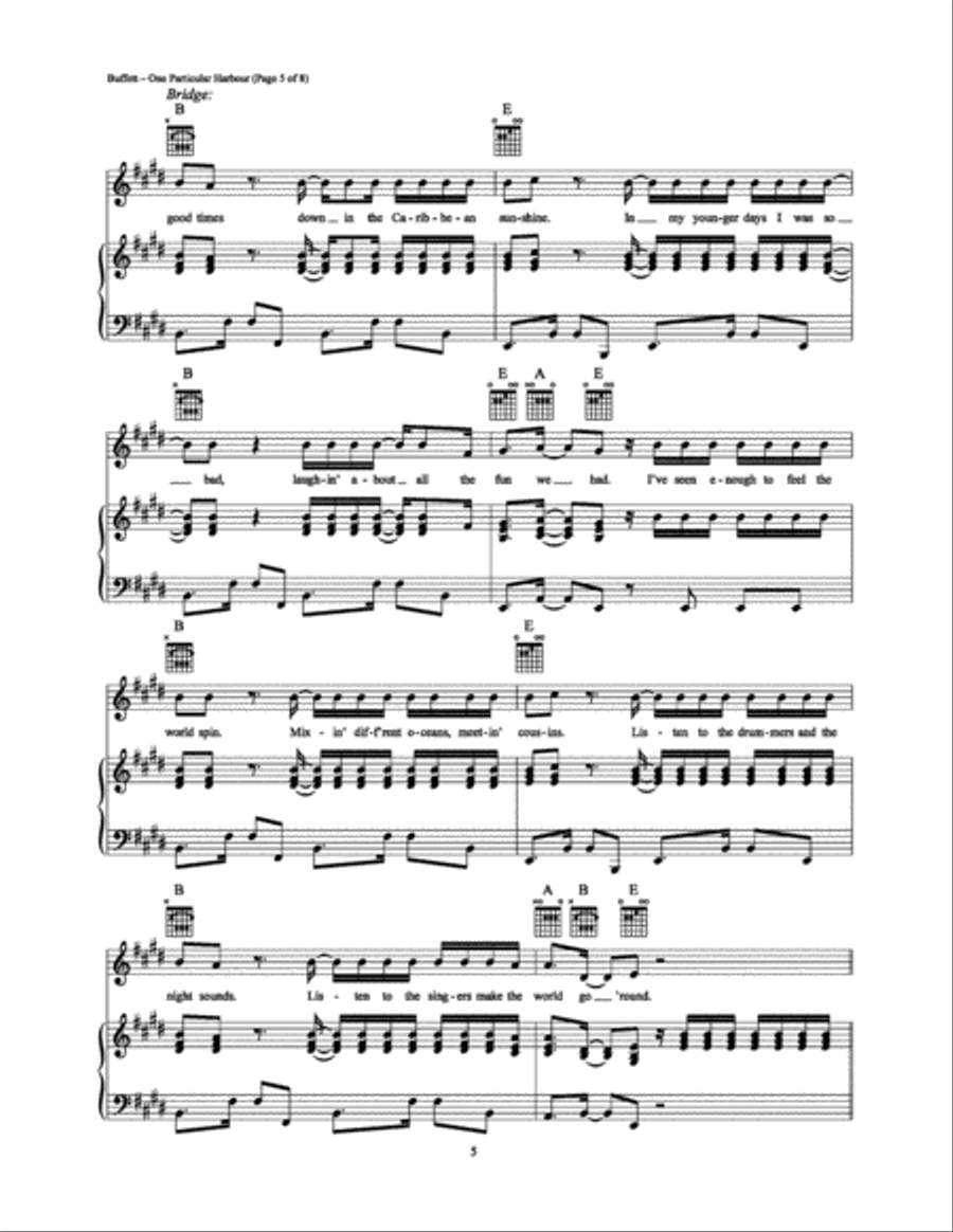 One Particular Harbour Piano, Vocal, Guitar scores gallery preview page 5