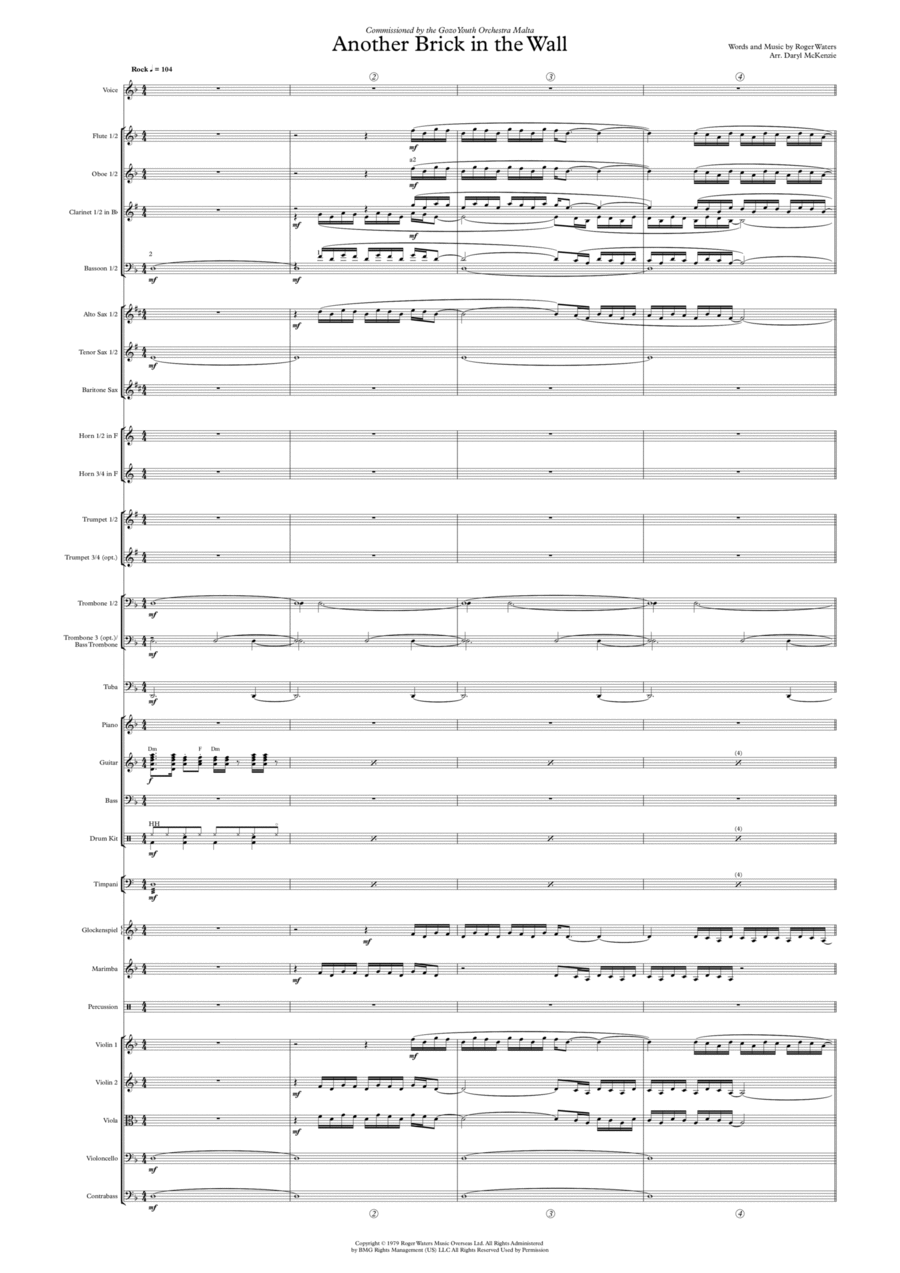 Another Brick In The Wall, Part 2 Full Orchestra scores gallery preview page 1
