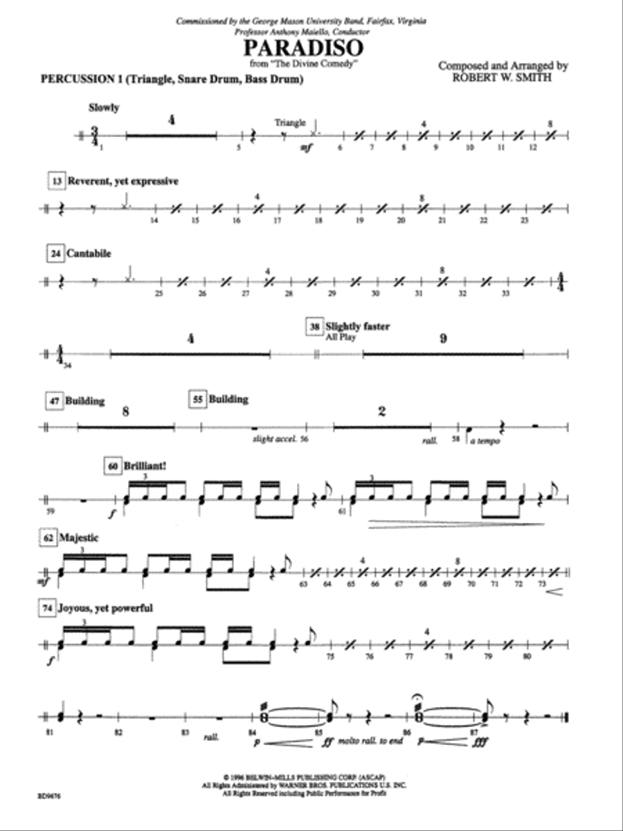Paradiso: 1st Percussion Concert Band scores gallery preview page 1