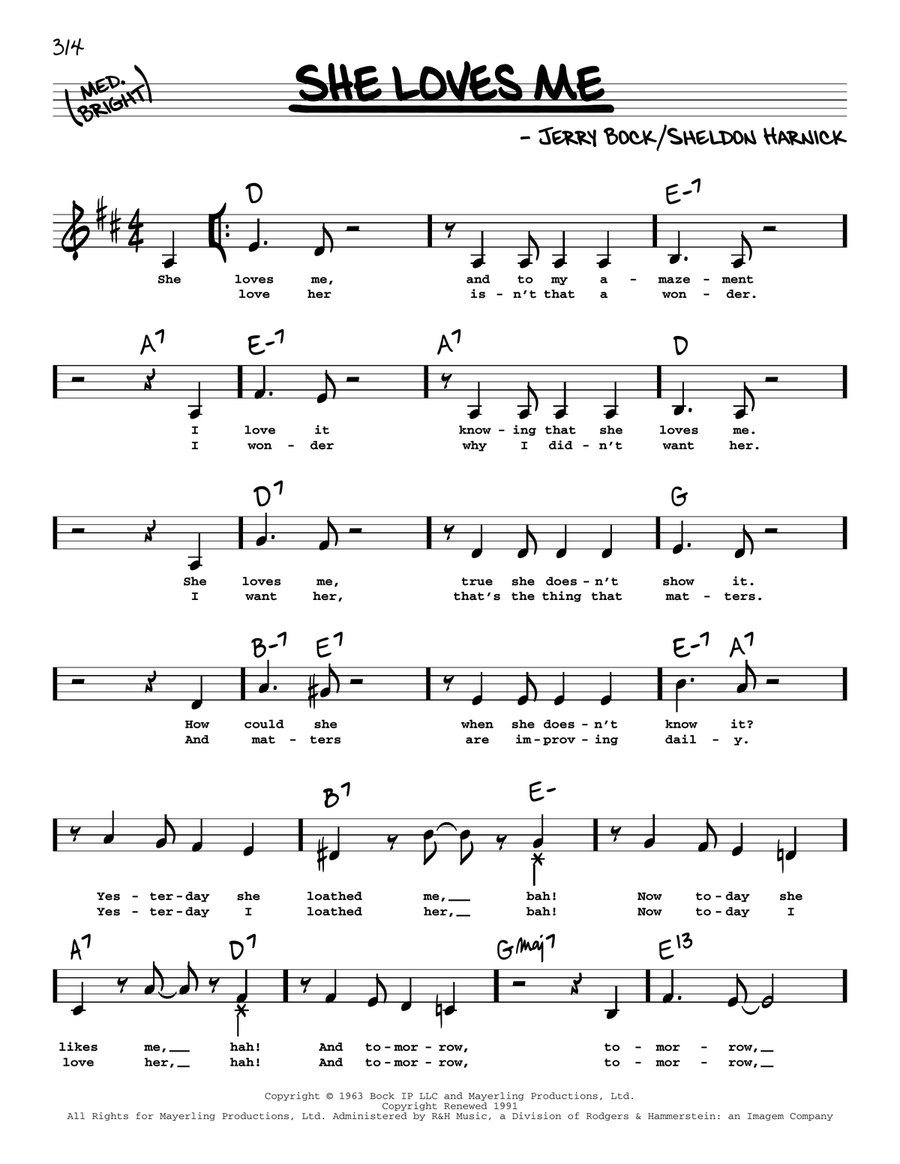 She Loves Me (Low Voice) Low Voice scores gallery preview page 1