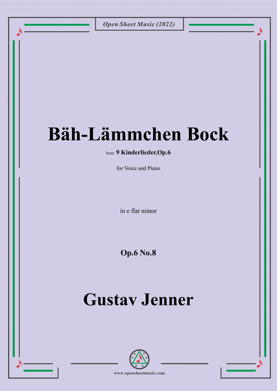Jenner-Bäh-Lämmchen Bock,in e flat minor,Op.6 No.8 Voice scores gallery preview page 1