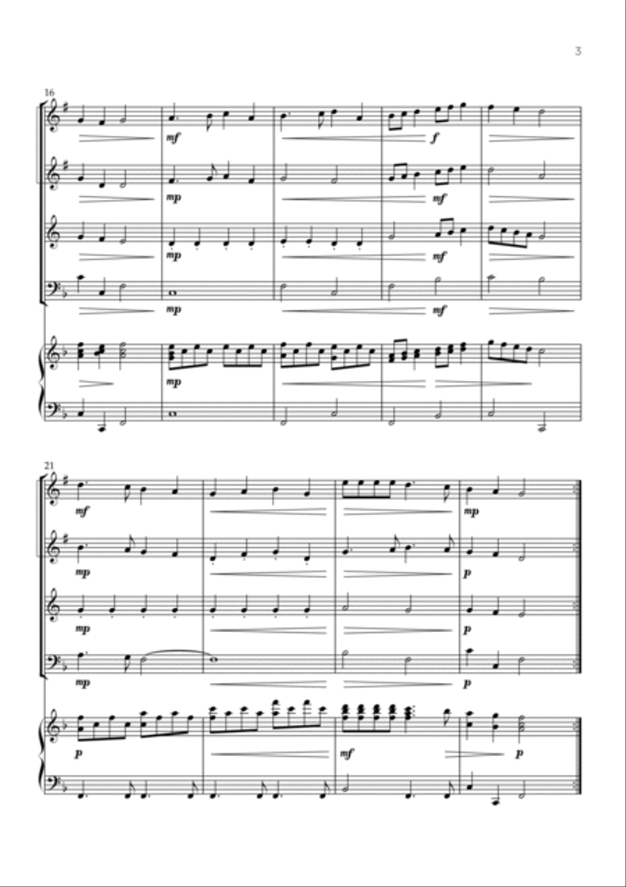 Deck The Halls (Brass Quartet and Piano) - Christmas Carol Brass Quartet scores gallery preview page 3