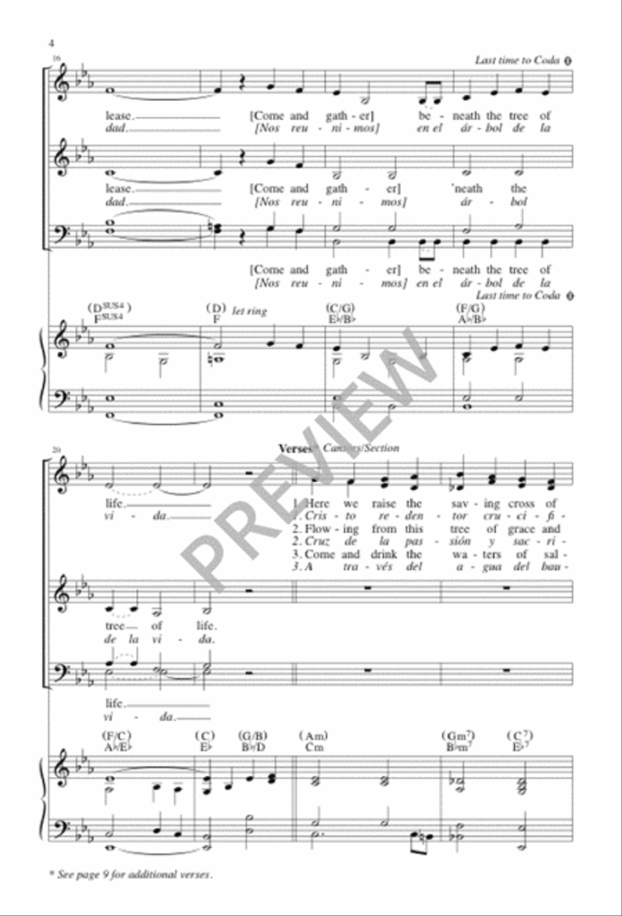 Beneath the Tree of Life / En el Árbol de la Vida 4-Part scores gallery preview page 4