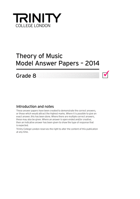 Theory Model Answer Papers 2014: Grade 8