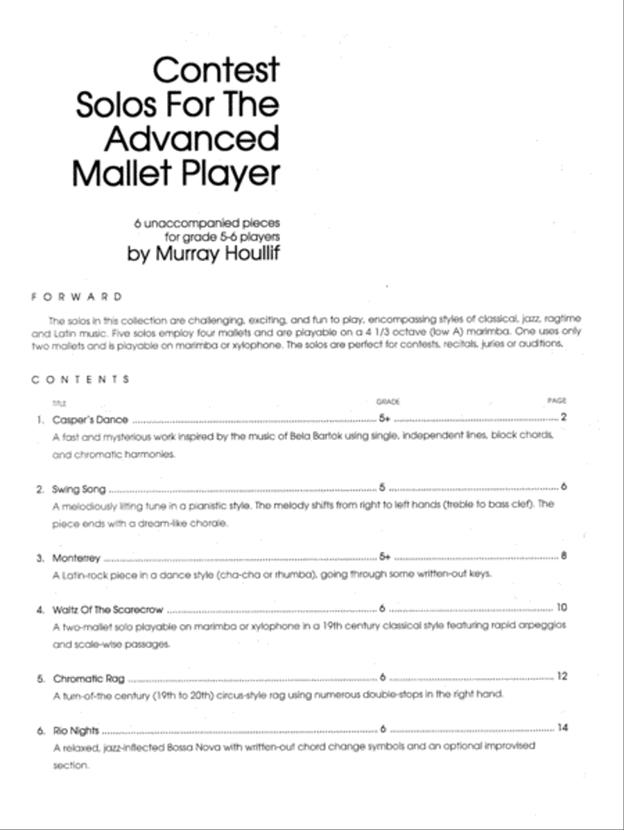 Contest Solos For The Advanced Mallet Player Percussion scores gallery preview page 2