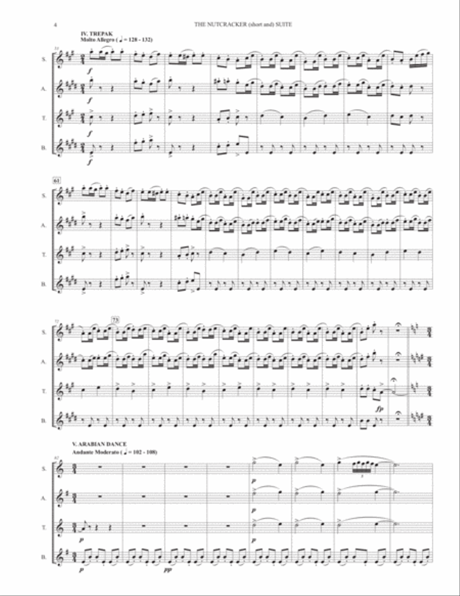 THE NUTCRACKER (short and) SUITE - for saxophone quartet THE NUTCRACKER (short and) SUITE - for saxophone quartet Saxophone Quartet scores gallery preview page 4