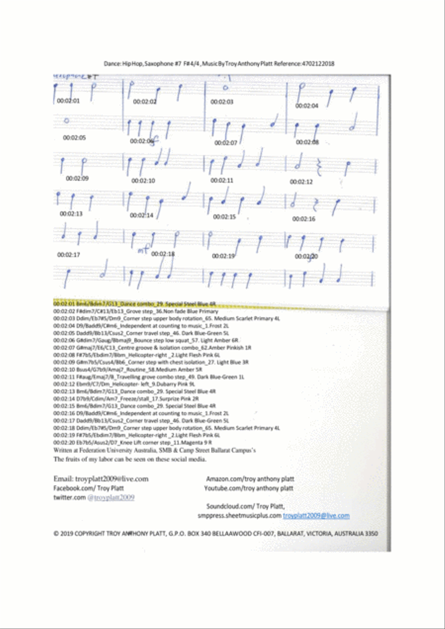 Dance: Hip Hop, Saxophone #7 F# 4/4 , Music By Troy Anthony Platt Reference: 4702122018 Concert Band scores gallery preview page 1