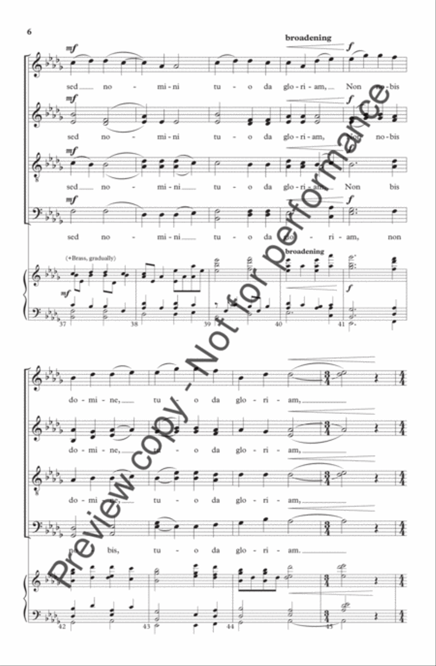 Non Nobis, Domine 4-Part scores gallery preview page 6