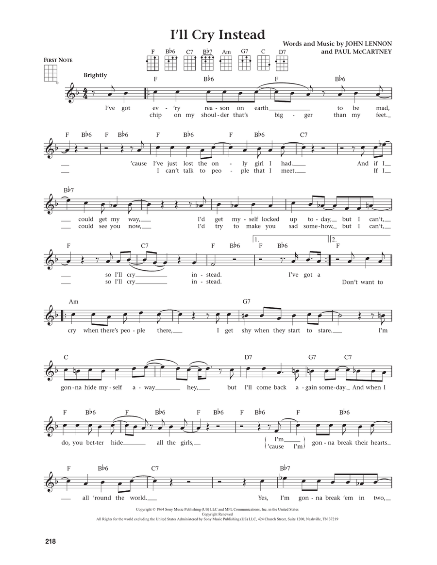 I'll Cry Instead (from The Daily Ukulele) (arr. Jim Beloff) Ukulele scores gallery preview page 1