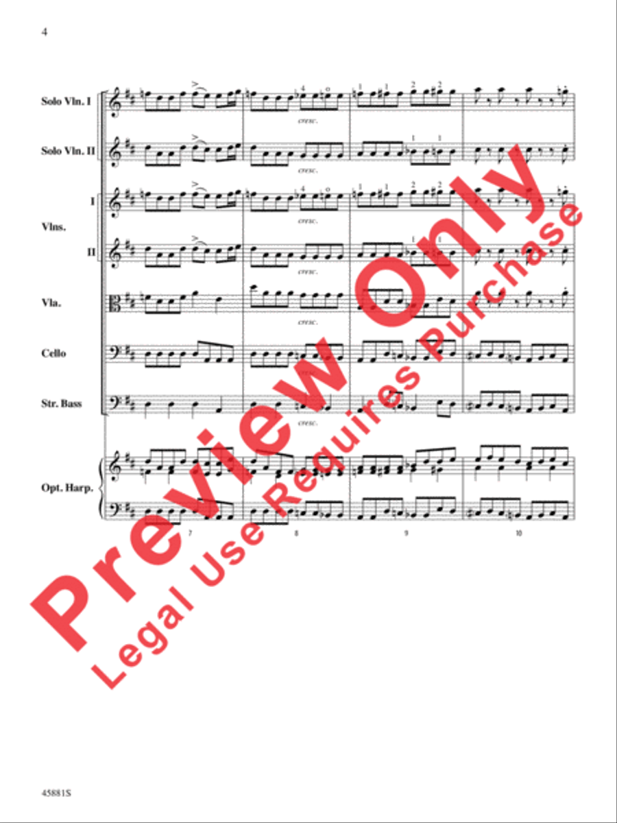 Concerto for Two Violins in D Major String Orchestra scores gallery preview page 4
