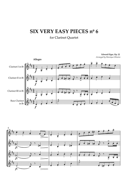 Six Very Easy Pieces nº 6 (Allegro) - Clarinet Quartet image number null