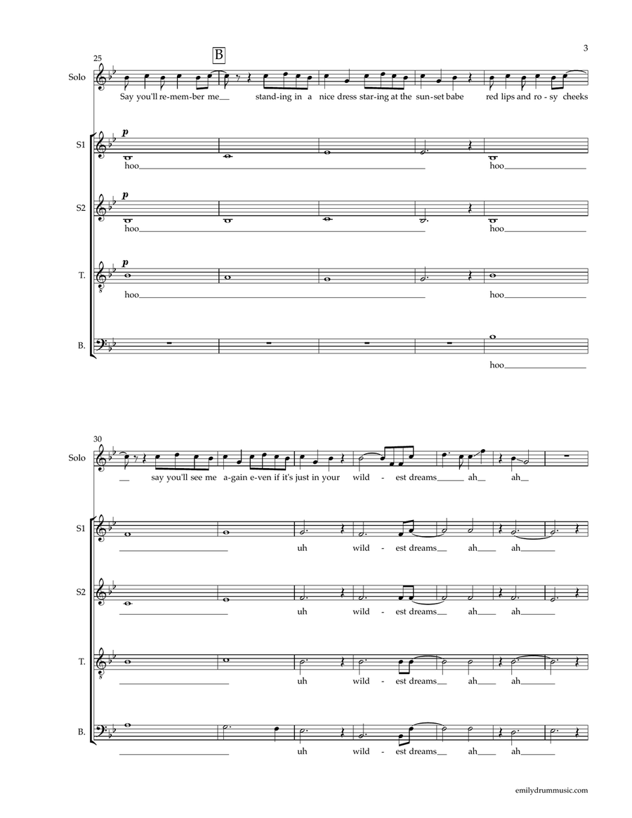 Wildest Dreams 4-Part scores gallery preview page 3