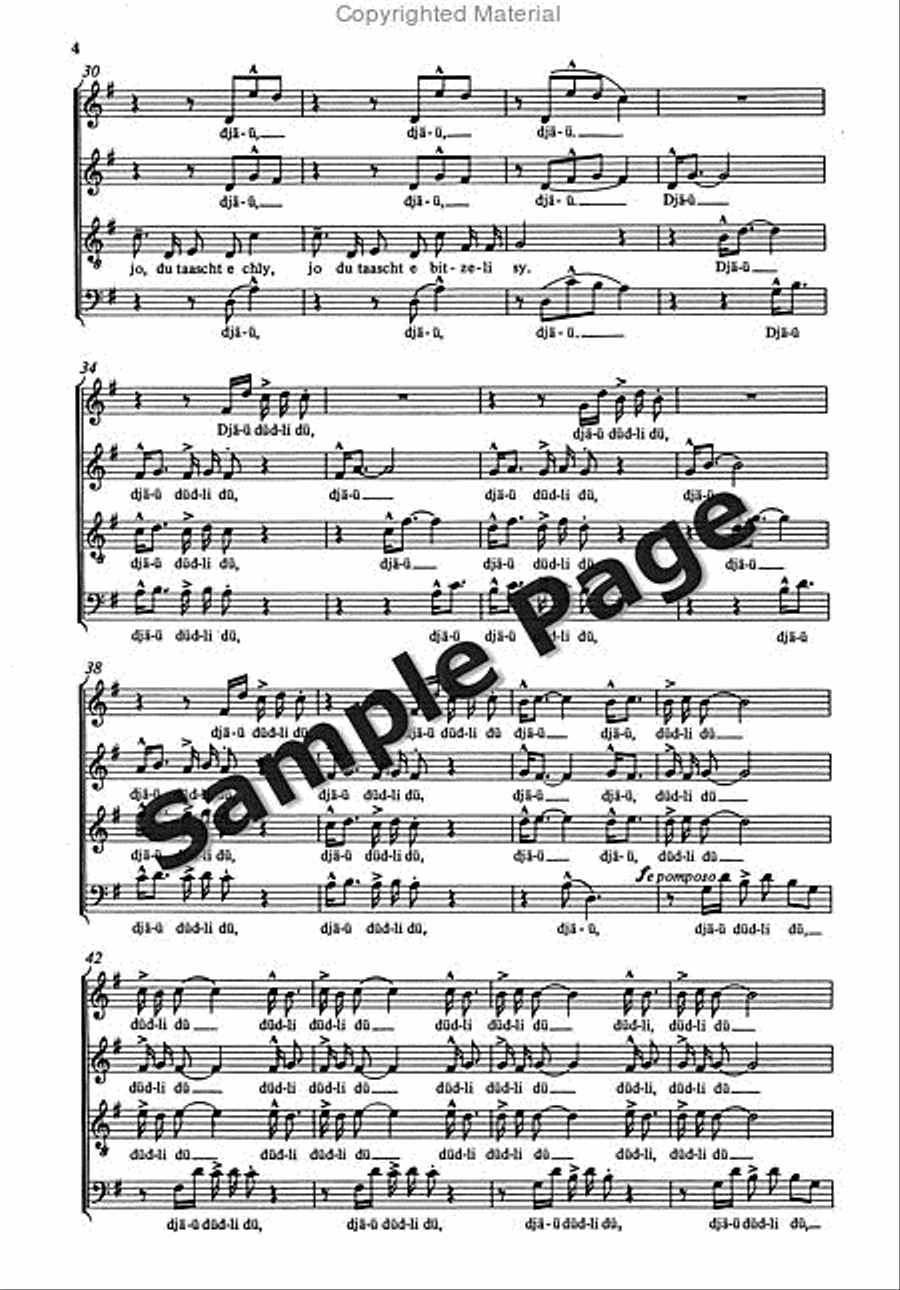 Jodler Satb Jodler Satb 4-Part scores gallery preview page 5