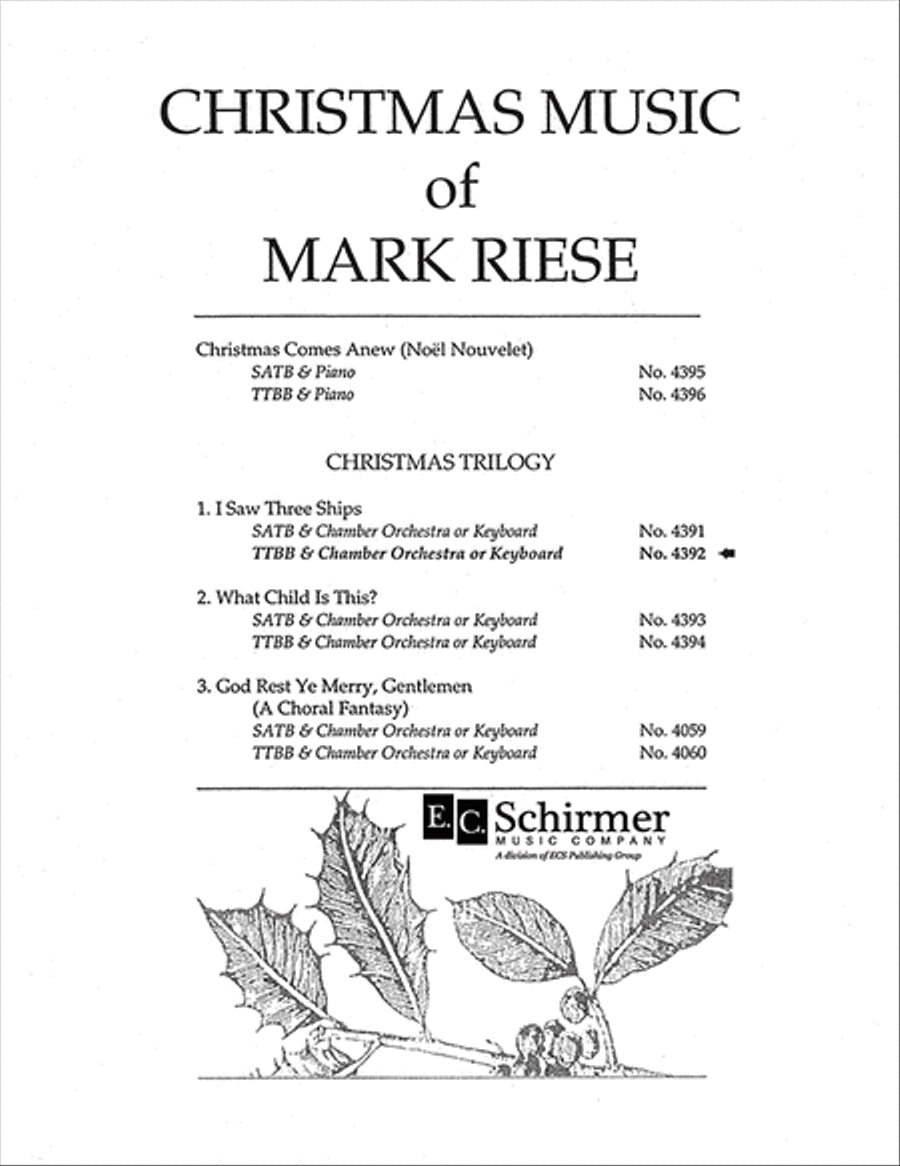 Christmas Trilogy: 1. I Saw Three Ships TTBB scores gallery preview page 1