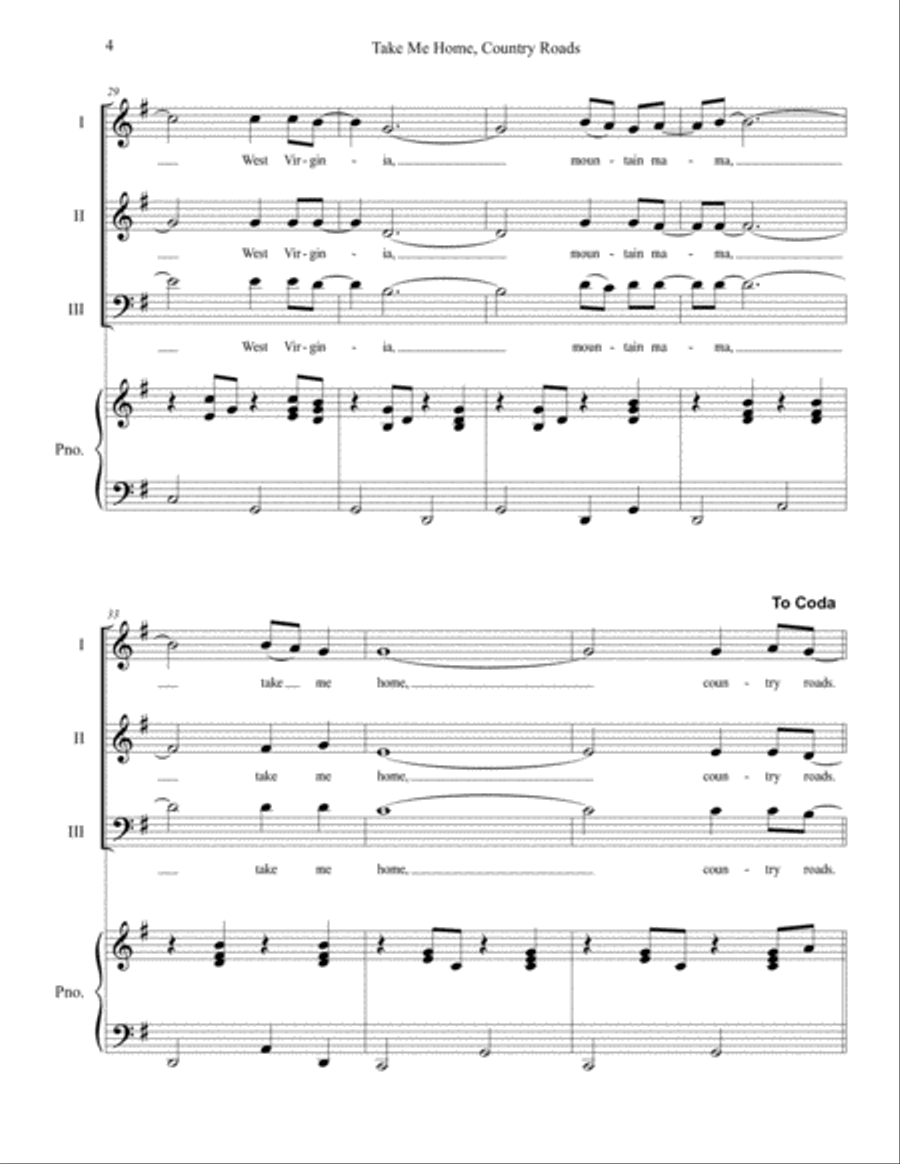 Take Me Home, Country Roads 3-Part scores gallery preview page 4