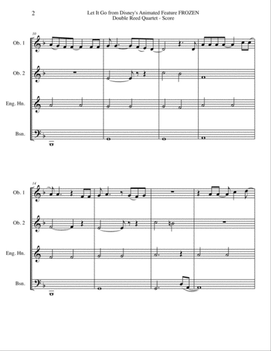 Let It Go (from Frozen) Woodwind Quartet scores gallery preview page 2