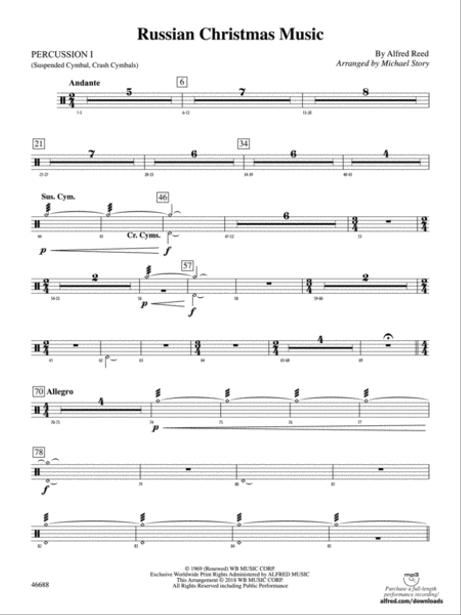 Russian Christmas Music: 1st Percussion Full Orchestra scores gallery preview page 1
