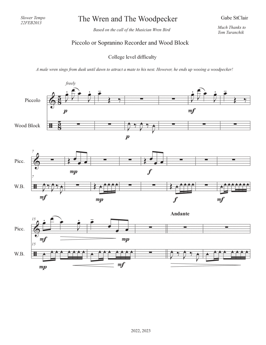 The Wren and The Woodpecker Chamber Music scores gallery preview page 1