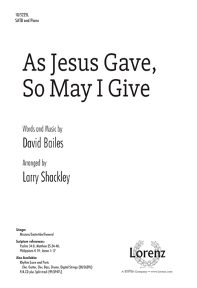 Book cover for As Jesus Gave, So May I Give