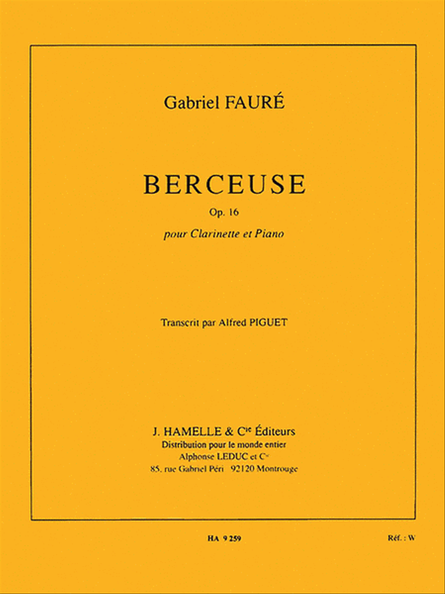 Berceuse Op.16 (clarinet & Piano) Clarinet Solo scores gallery preview page 1
