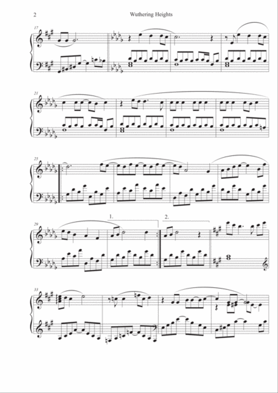 Wuthering Heights Piano Solo scores gallery preview page 2