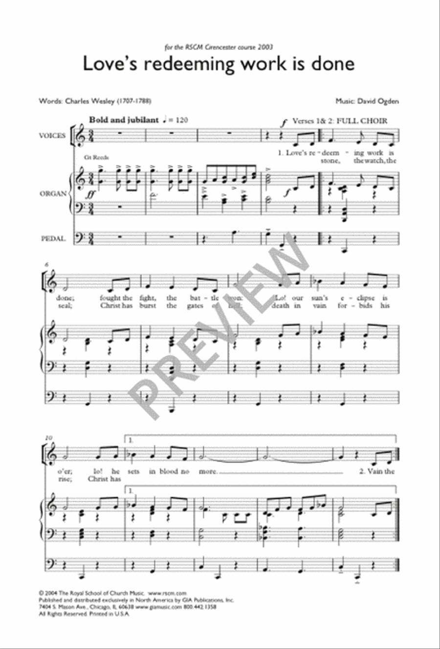 Love's Redeeming Work Is Done 4-Part scores gallery preview page 3