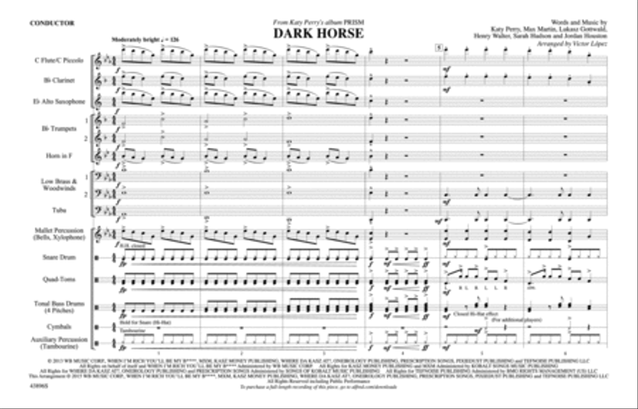 Dark Horse: Score Marching Band scores gallery preview page 1