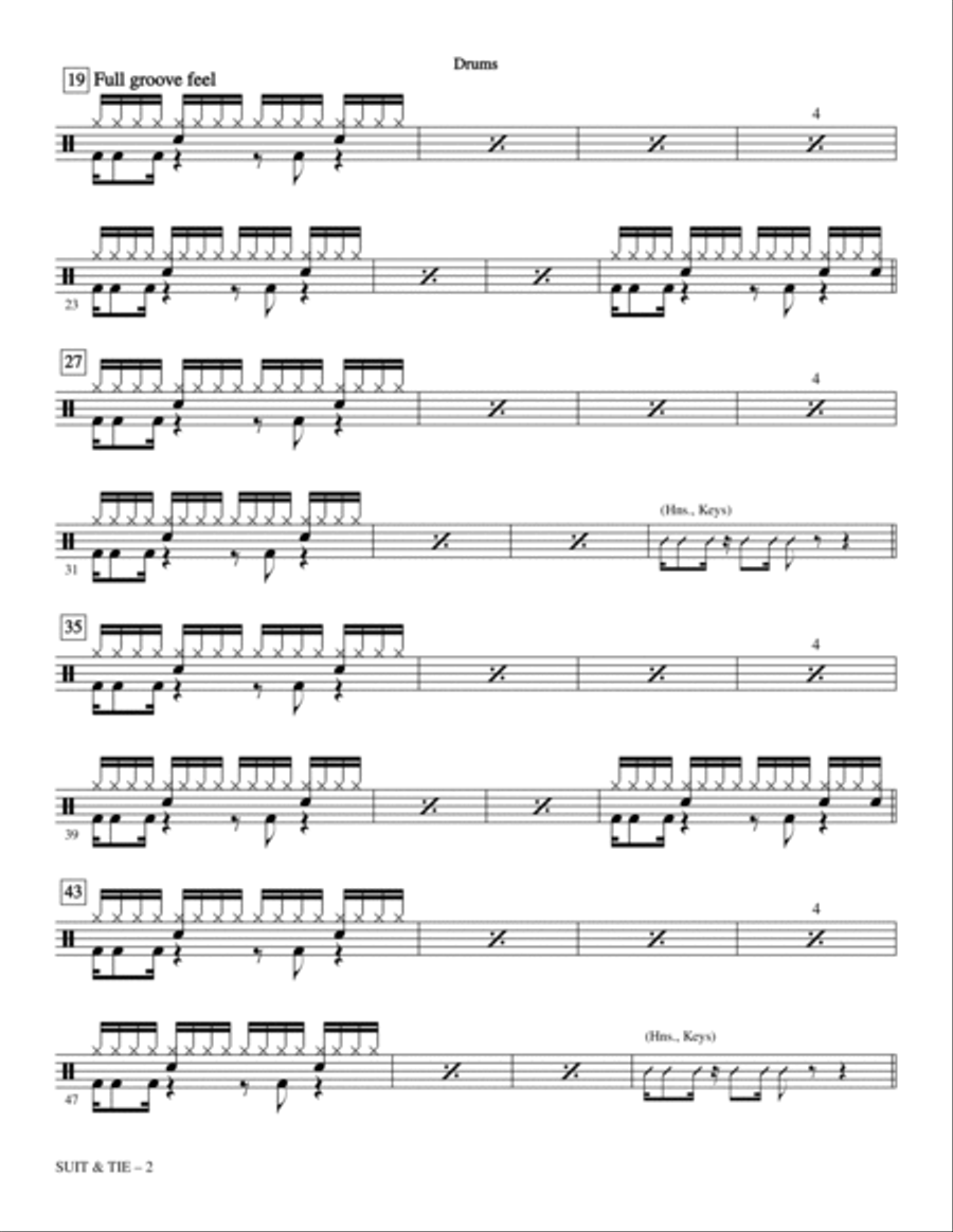 Suit & Tie - Drums Choir scores gallery preview page 2
