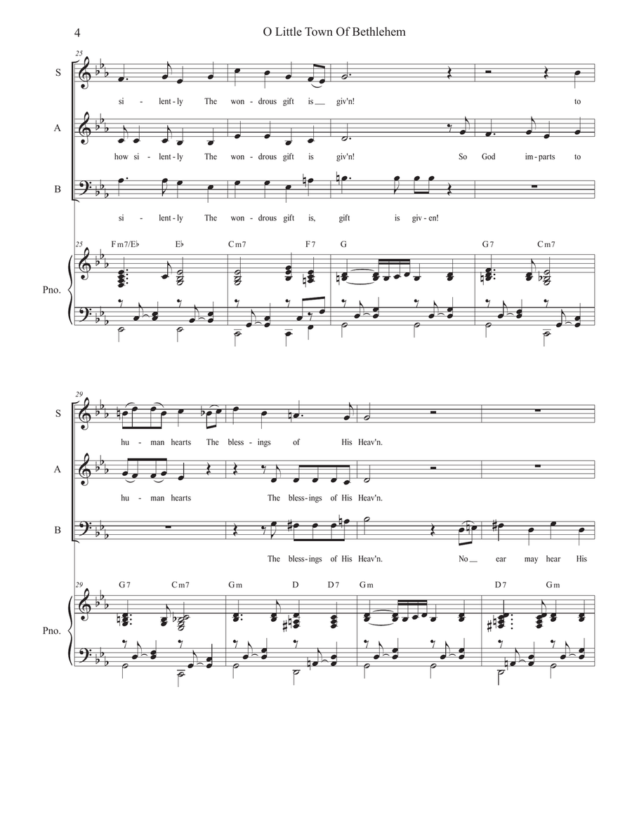 O Little Town Of Bethlehem (SAB) 3-Part scores gallery preview page 4