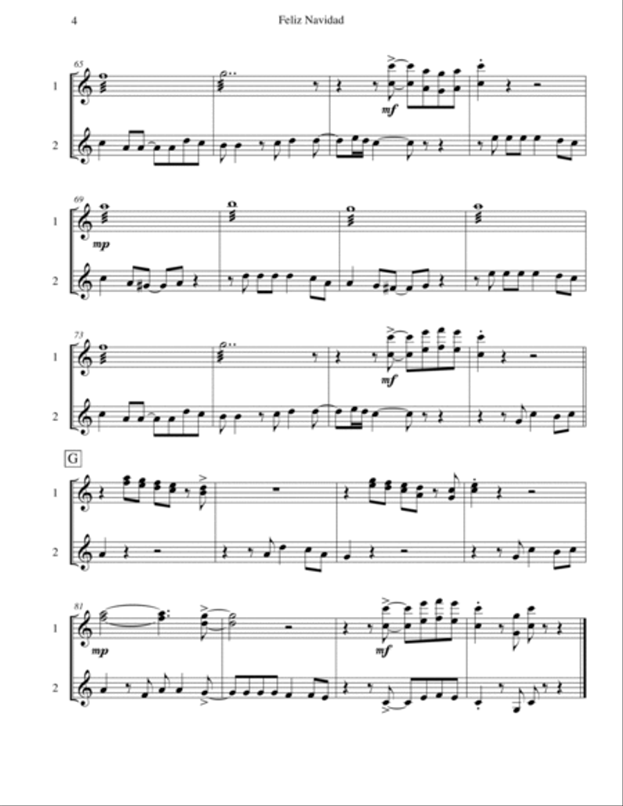 Feliz Navidad Feliz Navidad Marimba scores gallery preview page 4