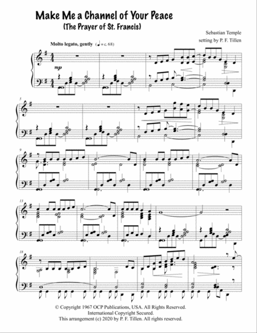 Make Me A Channel Of Your Peace (prayer Of St. Francis) Piano Solo scores gallery preview page 1