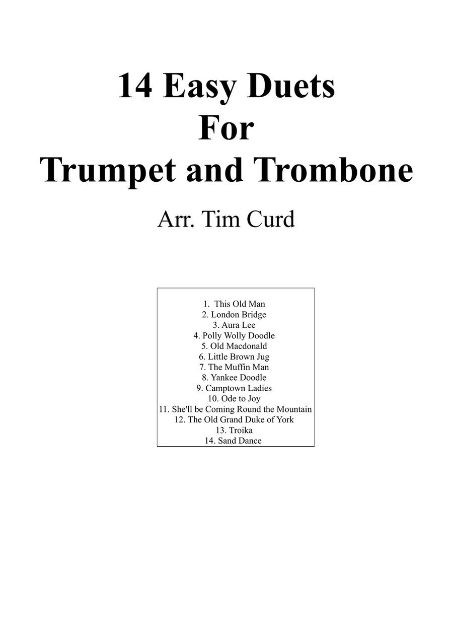 14 Easy Duets For Trumpet And Trombone Brass Duet scores gallery preview page 1