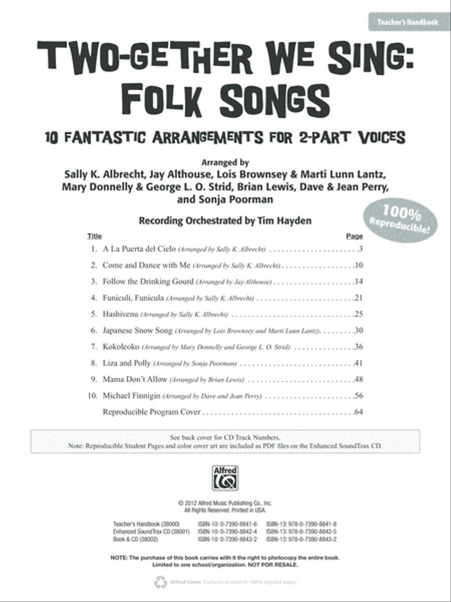Two-Gether We Sing Folk Songs - SoundTrax CD (CD only) Choir scores gallery preview page 2