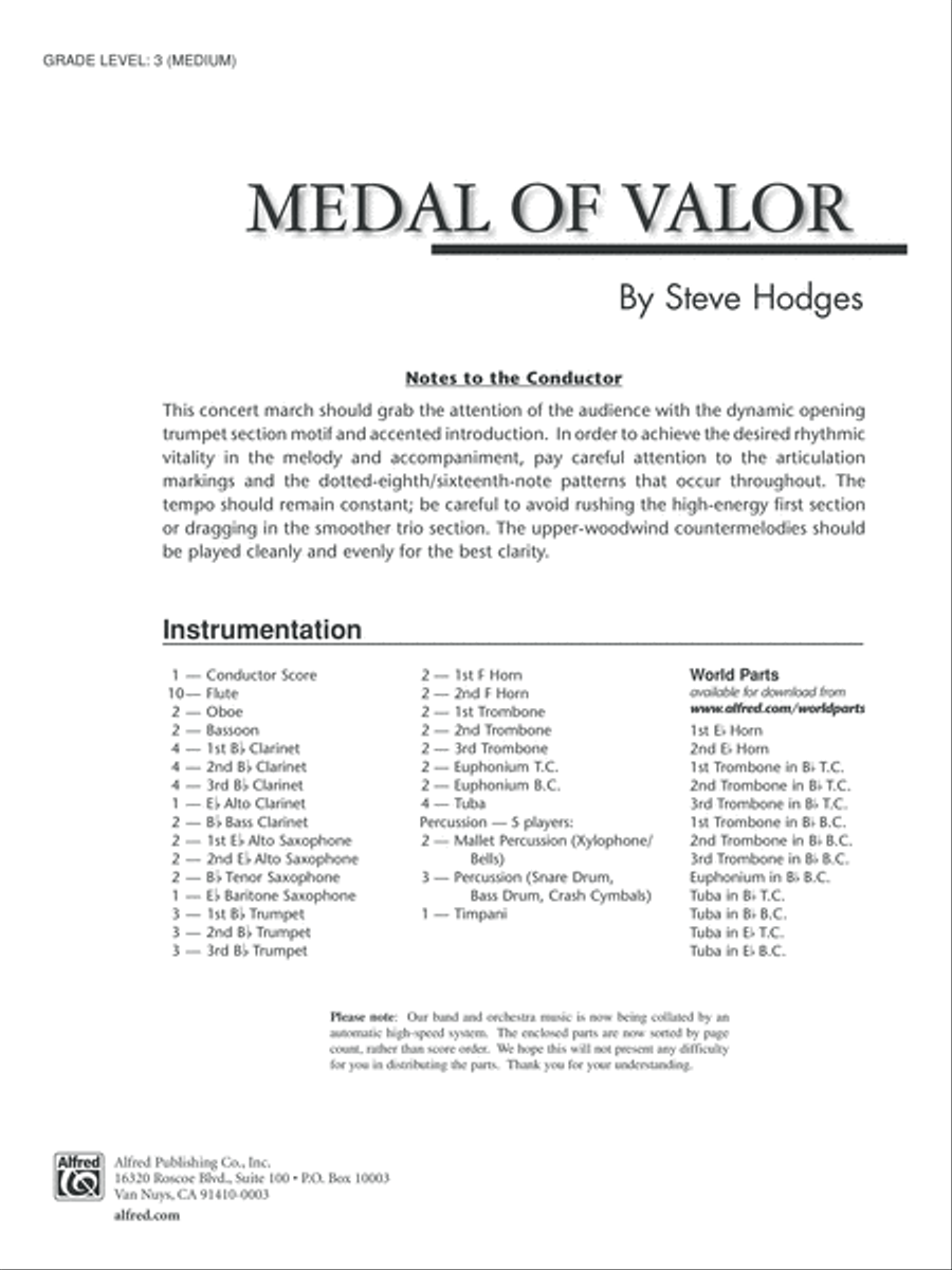 Medal of Valor: Score Medal of Valor: Score Concert Band scores gallery preview page 1