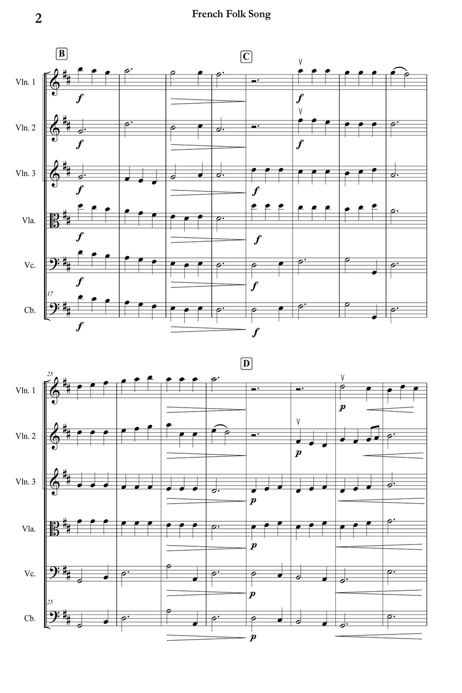 French Folk Song for String Orchestra Chamber Music scores gallery preview page 2