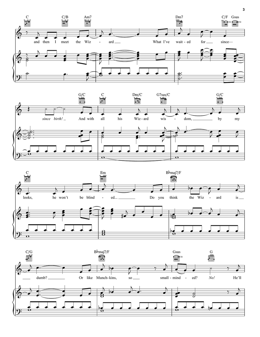 The Wizard And I (from Wicked) Piano, Vocal, Guitar scores gallery preview page 3