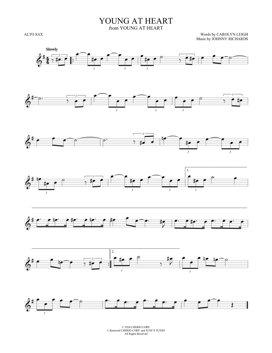 Young At Heart Alto Saxophone scores gallery preview page 1